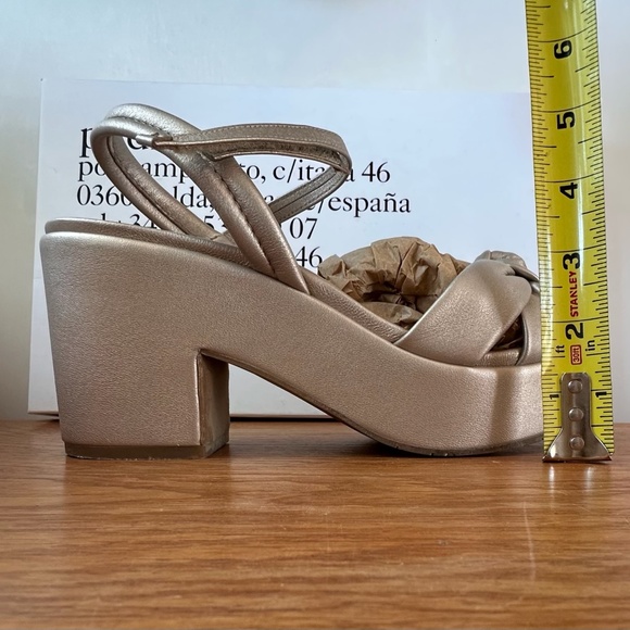 Pedro Garcia  Dala white gold lamé block sandals